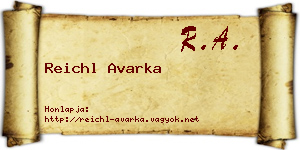 Reichl Avarka névjegykártya